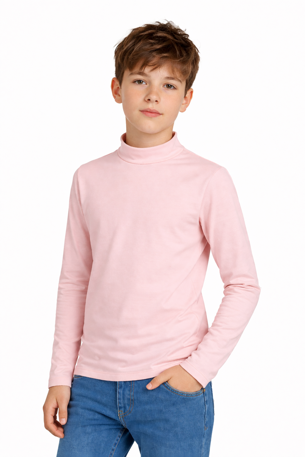 MAGLIETTA DANZA COLLO LUPETTO LYCRA ROSA CARNE BAMBINA E BAMBINO